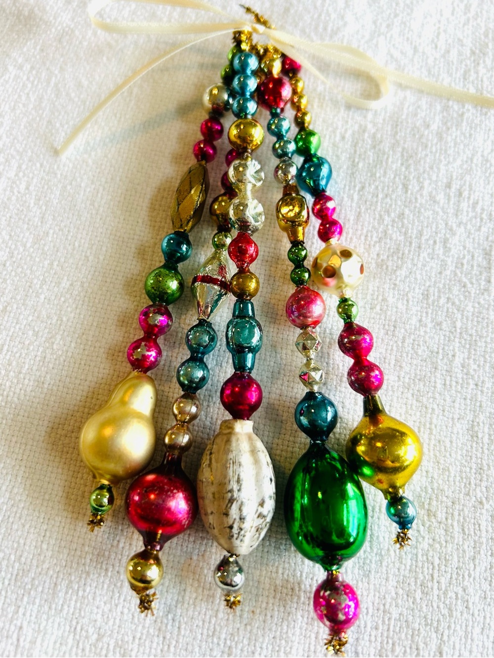 Vintage repurposed mercury glass  bead, icicle holiday Christmas ornaments